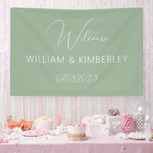 Sage Green Classic Rustic Simple Modern Wedding Banner
