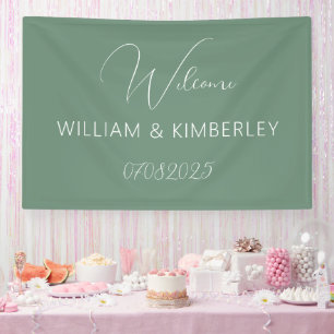 Sage Green Classic Rustic Simple Modern Wedding Banner