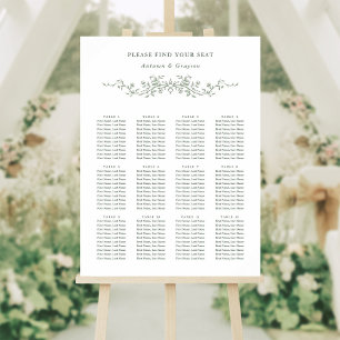 Sage Green Classy French Victorian Wedding Seating Foam Board