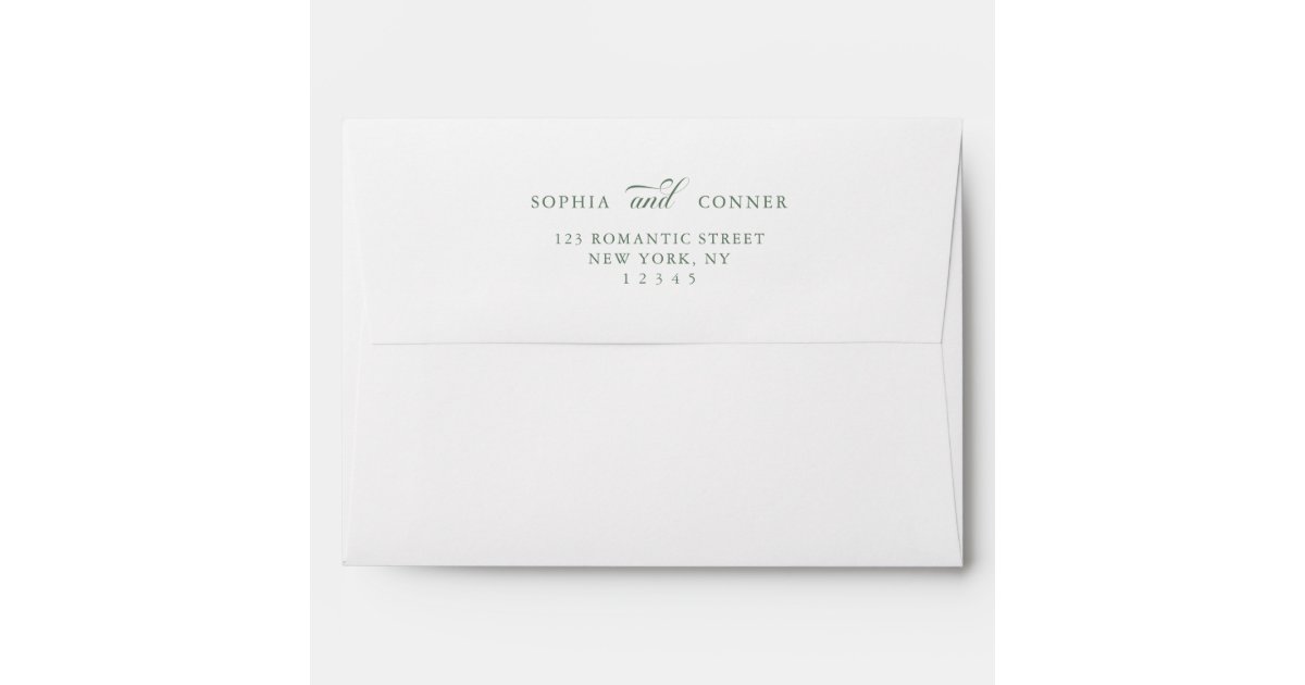 Sage Green Classy Pre-Printed Return Address 5x7 Envelope | Zazzle