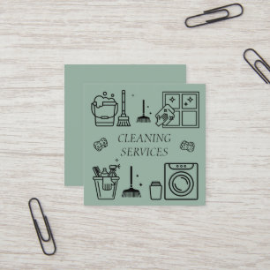 Sage Green Cleaning Services Commercial Domestic Square Business Card