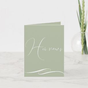 Sage Green Client Gift Logo Wedding Vows Booklet Card