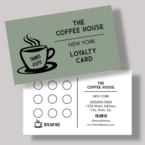 Sage Green Coffee Shop Loyalty Card