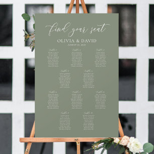 Sage Green Color 10 Tables Welcome Seating Chart