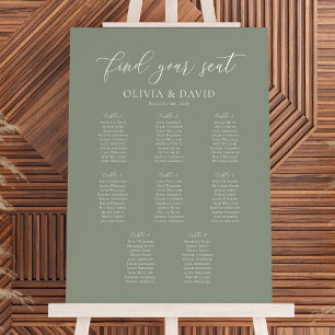 Sage Green Color 8 Tables Welcome Seating Chart