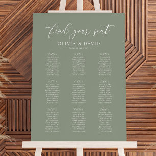 Sage Green Color 9 Tables Welcome Seating Chart