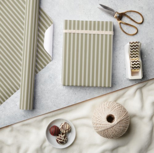 Sage Green Color Simple Stripes Rustic Country Wrapping Paper