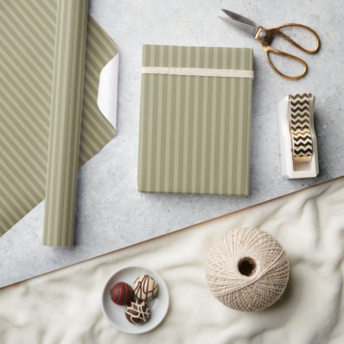 Sage Green Color Simple Stripes Wrapping Paper