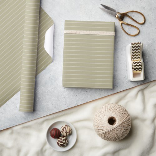 Sage Green Color Simple Stripes Wrapping Paper