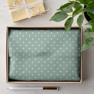 Sage Green Color White Dot Watercolor Tissue Paper