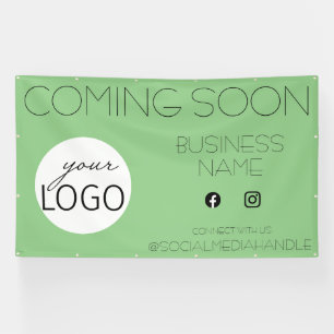 Sage Green Coming Soon Business Logo Promotional B Banner