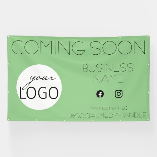 Sage Green Coming Soon Business Logo Promotional B Banner