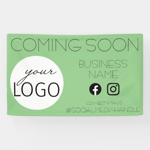 Sage Green Coming Soon Business Logo Promotional Banner