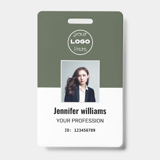 Sage Green Company Employee Photo ID Badge (Front)