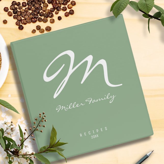 Sage Green Cook+Book for Family Recipes  3 Ring Binder (Creator Uploaded)