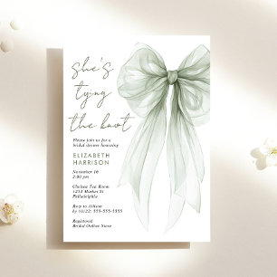 Sage Green Coquette Bow Watercolor Bridal Shower Invitation