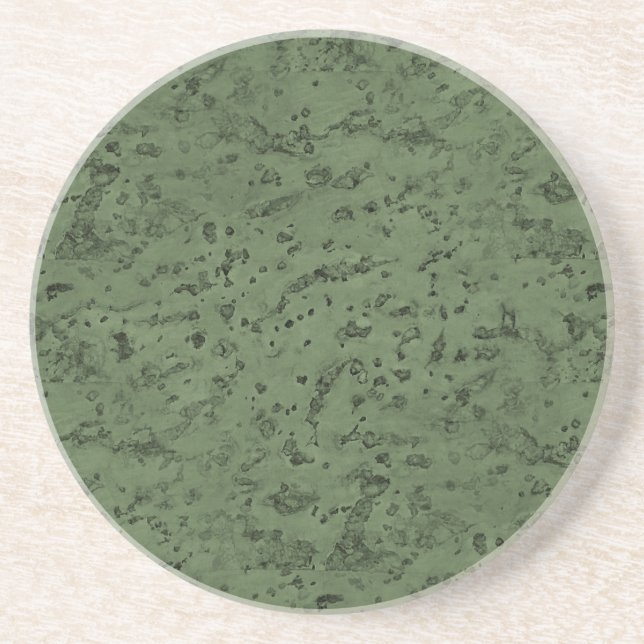 Sage Green Cork Look Wood Grain Drink Coaster (Front)