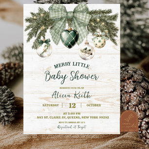 Sage Green Country Rustic Winter Baby Shower Invitation