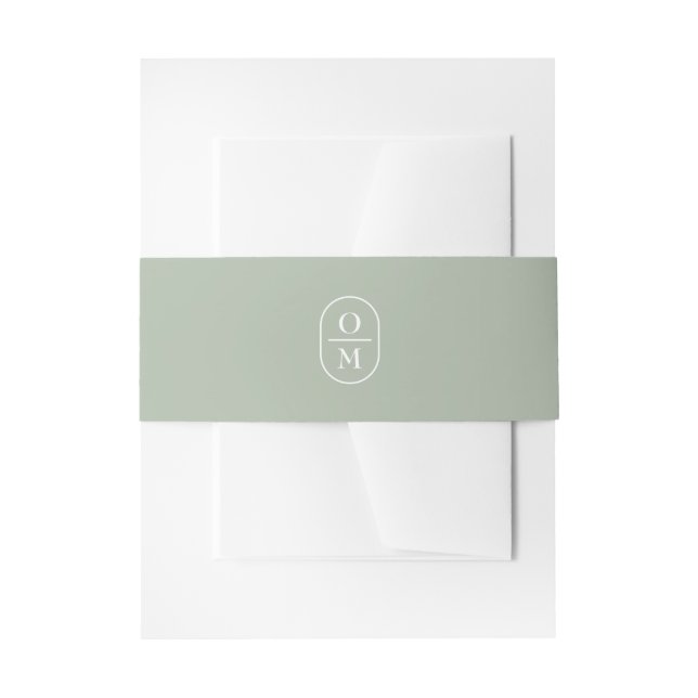 Sage Green | Couple Monogram Wedding Invitation  Invitation Belly Band (Front Example)