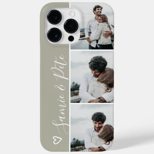 Sage green couple names 3 photos collage grid Case_Mate iPhone 14 pro max case