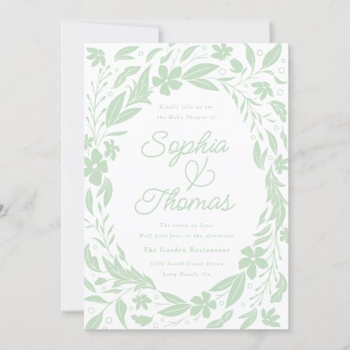 Sage Green Couples Baby Shower Invitation