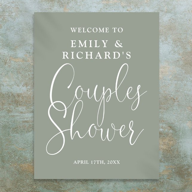 Sage Green Couples Shower Welcome Sign (Sage Green Couples Shower Welcome Sign)