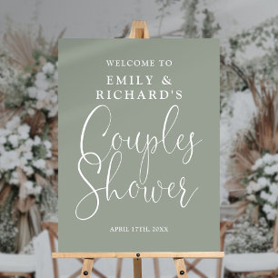 Sage Green Couples Shower Welcome Sign