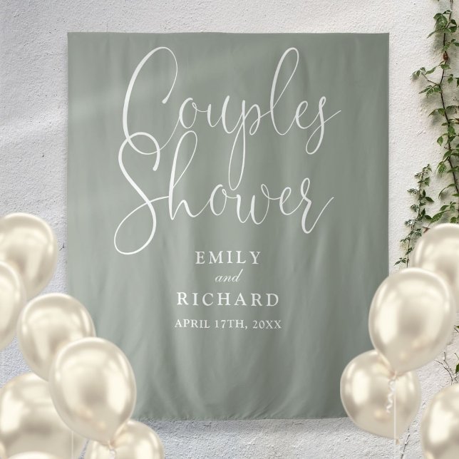 Sage Green Couples Wedding Shower Photo Backdrop (Sage Green Couples Wedding Shower Photo Backdrop)