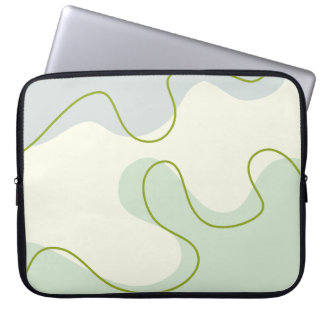  Sage Green & Cream Abstract Boho Liquid Swirl Lap Laptop Sleeve