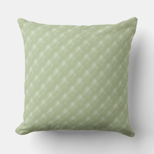 Sage Green Cream Diagonals Outdoor Pillow 20x20 (Front)