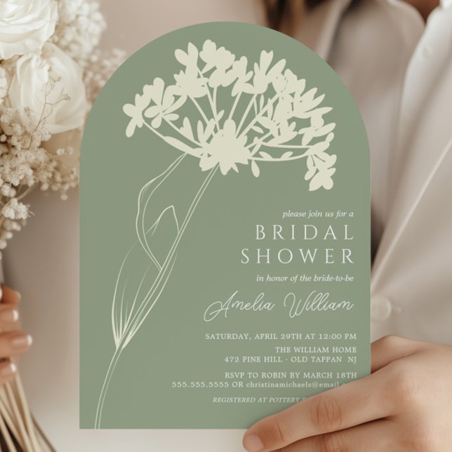 Sage Green & Cream Modern Floral Bridal Shower Invitation (Creator Uploaded)