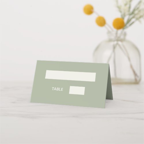 Sage green cream modern simple place card