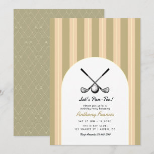 Sage Green, Cream, & Sand Golf Birthday Party Invitation