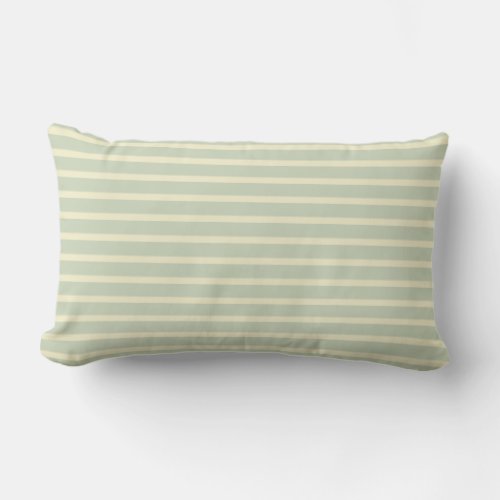 Sage Green  Cream Stripe Outdoor Lumbar Pillow