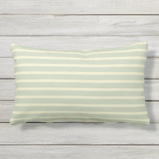 Sage Green & Cream Stripe Outdoor Lumbar Pillow