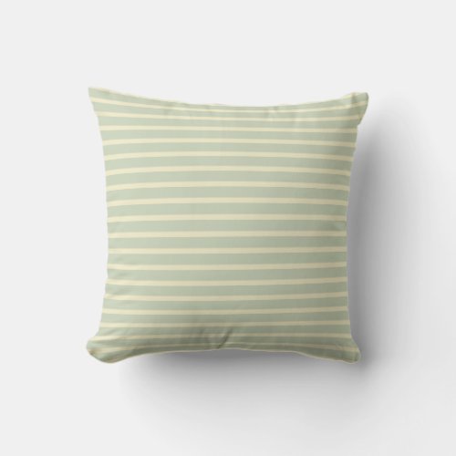 Sage Green  Cream Stripe Outdoor Pillow 16x16