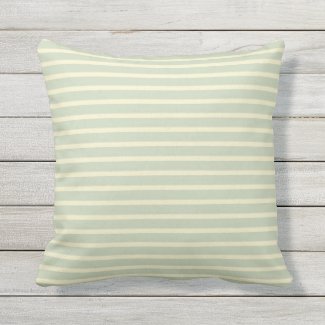 Sage Green & Cream Stripe Outdoor Pillow 16x16