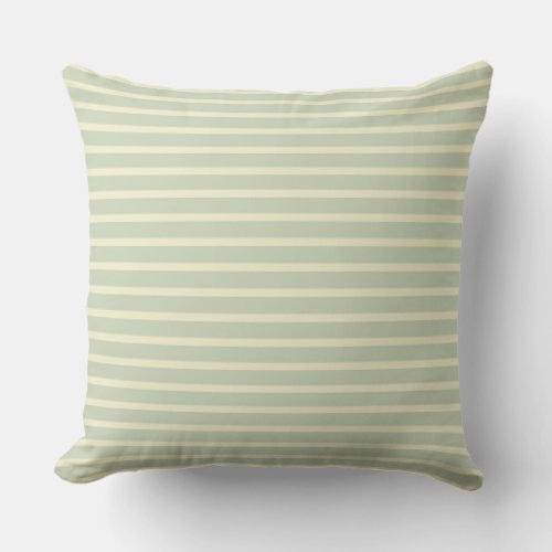 Sage Green  Cream Stripe Outdoor Pillow 20x20