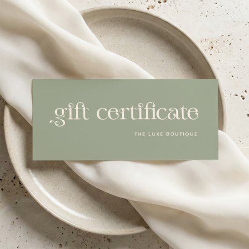Sage Green | Cream Typography Gift Certificate