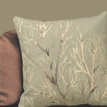 Sage Green Cream Watercolor Branches Throw Pillow<br><div class="desc">Modern throw pillow features an artistic composition with soft creamy ivory hues on a simple sage green background. Inspired by nature, this elegant watercolor composition is built on a layered design of branches with highlights and shadows that give depth and perspective in the overall design. A modern decorative pillow in...</div>