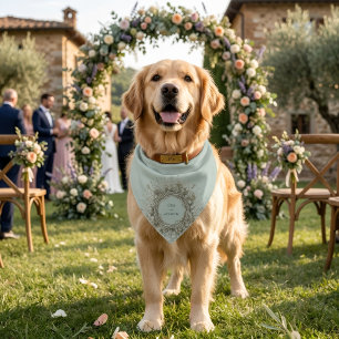 Sage Green Crest Dog Bandana Personalized Wedding