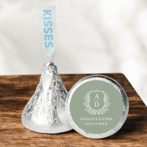 Sage Green Crest Modern Monogram Wedding  Hershey®'s Kisses®