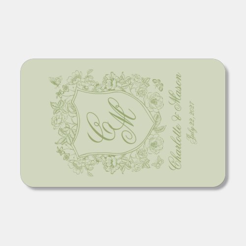 Sage Green Crest Wedding Matchboxes