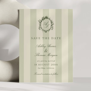 Sage Green Crest Wedding Save The Date