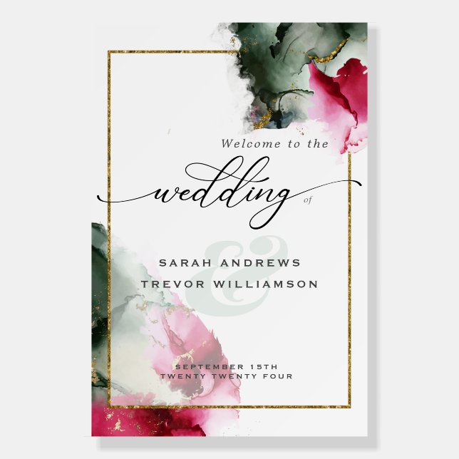 Sage Green Crimson 24x36 Wedding  Foam Board (Front)