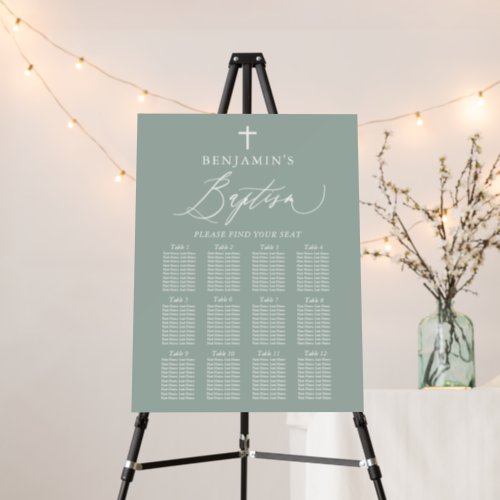 Sage Green Cross Baptism Seating Chart  Foam Board