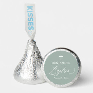 Sage Green Cross Boy Baptism Hershey®'s Kisses®