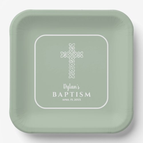 Sage Green Cross Communion Baptism Christening