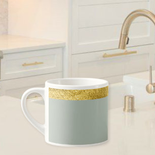 Sage green cup / Cup with golden edge