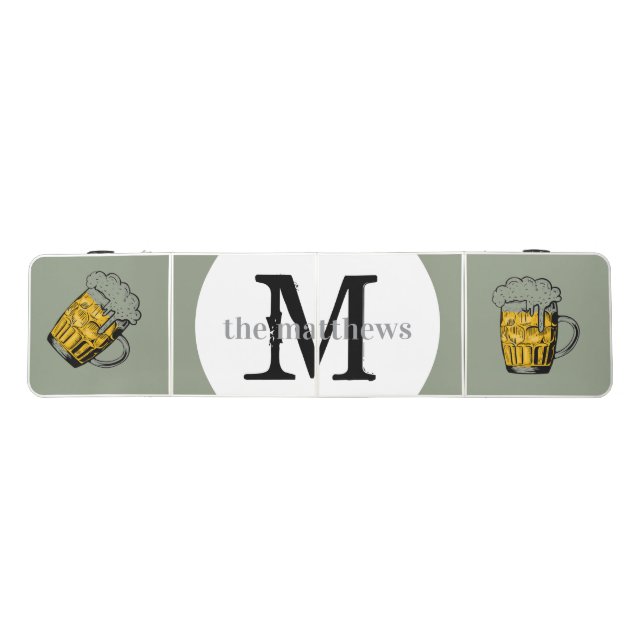 Sage Green Custom Beer Create Your Own Monogrammed Pong Table (Top)